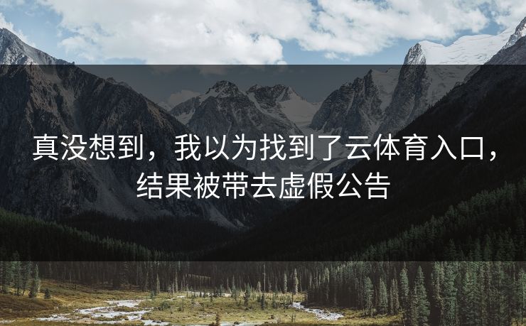 真没想到，我以为找到了云体育入口，结果被带去虚假公告