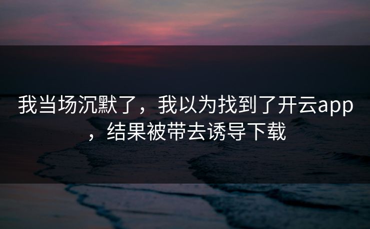 我当场沉默了，我以为找到了开云app，结果被带去诱导下载