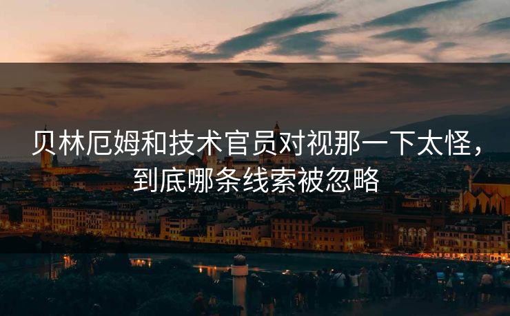 贝林厄姆和技术官员对视那一下太怪，到底哪条线索被忽略