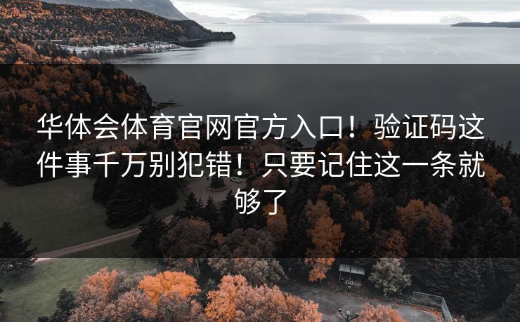 华体会体育官网官方入口！验证码这件事千万别犯错！只要记住这一条就够了