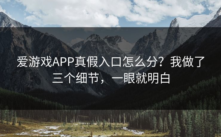 爱游戏APP真假入口怎么分？我做了三个细节，一眼就明白