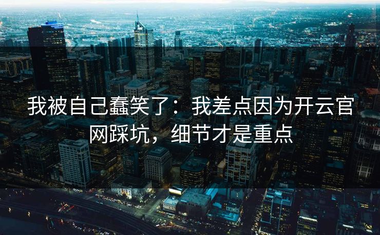 我被自己蠢笑了：我差点因为开云官网踩坑，细节才是重点